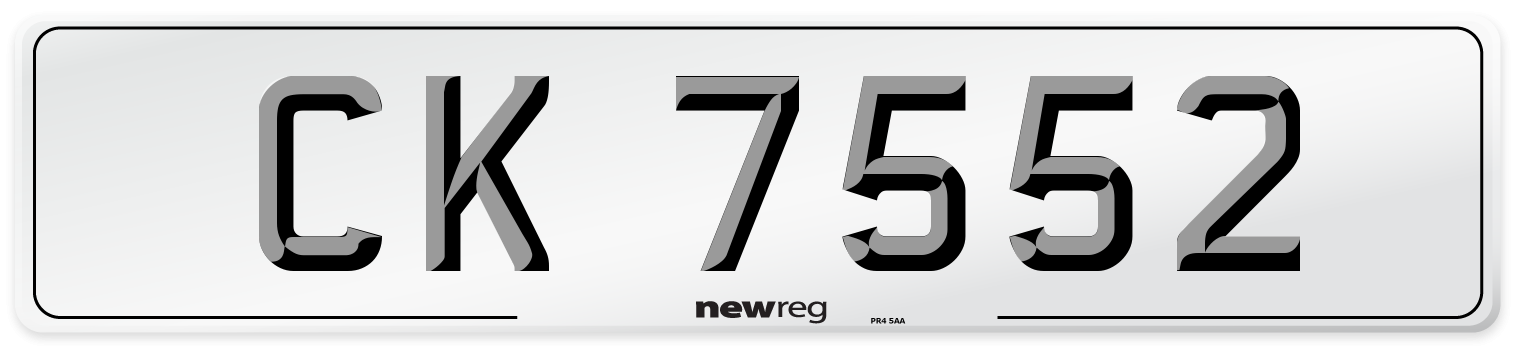 CK 7552 Number Plate from New Reg